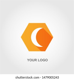 orange crescent moon logo vector