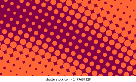 Orange and crimson modern pop art background with halftone dots design, vector illustration