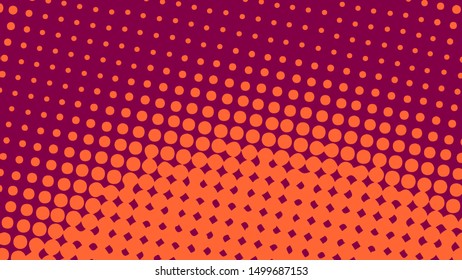 Orange and crimson red retro comic pop art background with halftone dots design, vector illustration template