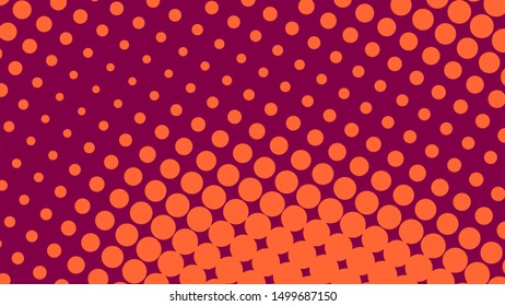 Orange and crimson retro comic pop art background with haftone dots design. Vector clear template for banner or comic book design, etc