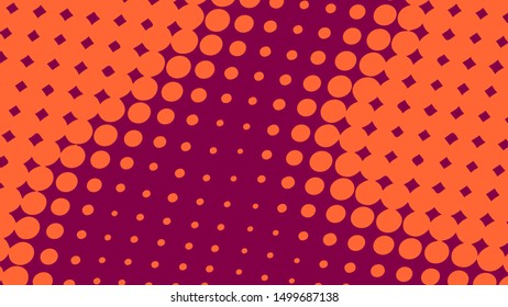 Orange and crimson retro pop art background with halftone dots design