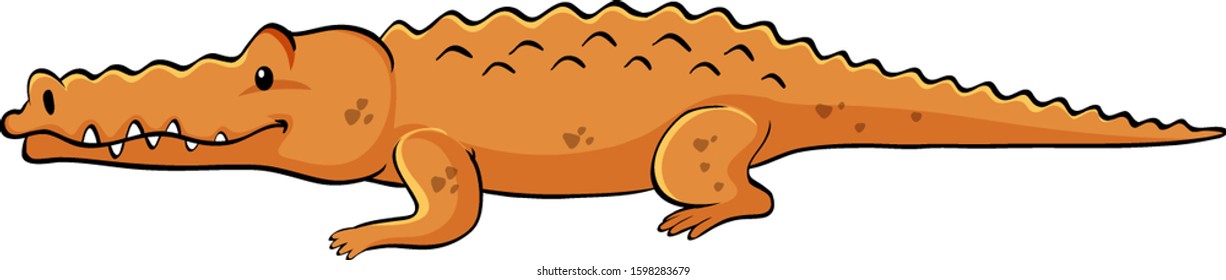 Orange crocodile on white background illustration