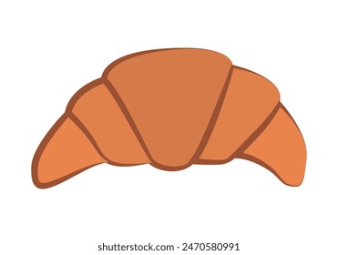 Orange croissant on white background.