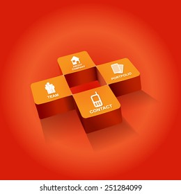 Fondo de Orange para empresas con cuatro iconos para la presentación de la empresa 