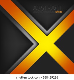 Orange cross background with silver line and black space for text and message design