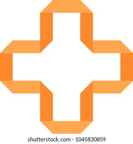 Orange cross on a white background
