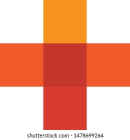 Orange cross with squares over white background