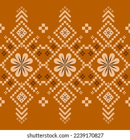 Orange Cross stitch geometric traditional ethnic pattern Ikat seamless pattern abstract design for fabric print cloth dress carpet curtains and sarong Aztec African Indian Indonesian 