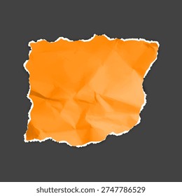 Orange crumpled torn paper. Torn sheet of paper fragment vector illustration. Realistic wrinkled scrap with jagged edges. Shred of colored old page. Ripped piece collage element - Powered by Shutterstock - Get 15% off with code: PIKWIZARD15