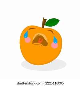 An orange crying, Orange emoticon crying