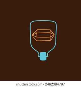 orange crystal in blue bottle