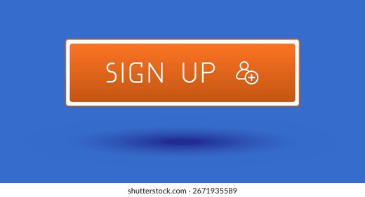 Orange CTA button with text: Sign up, user, UI design.