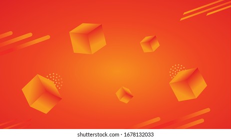 Orange Cube Abstract Background Wallpaper