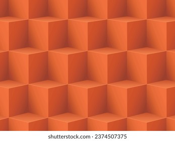 Orangefarbener Würfel-Hintergrund für Produktvorführungen. Vektorgrafik für Banner, Poster, Flyer und Werbung.