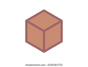 Cubo naranja con contorno rojo oscuro