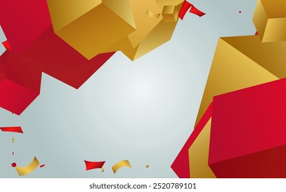 Fondo gris de Vector geométrico de la mosca del cubo naranja. Diseño de arte de caída cuadrada 3d. Fondo de pantalla de volumen de bloque amarillo. Anuncio creativo realista de la caja.