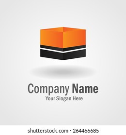 Orange cube logo for building company or business. can be used as a icon