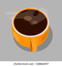 Orange cup with black hot coffee