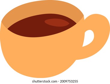 Orange cup with coffee, illustration, vector on a white background.