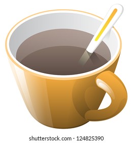 orange cup of coffee with spoon