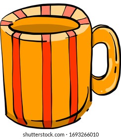 Orange cup, illustration, vector on white background