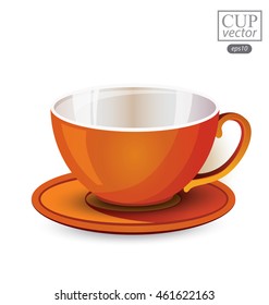 Orange cup isolated on white background. Vector illustration.