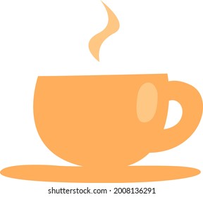 Orange cup with saucer, illustration, vector on a white background.