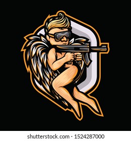 Orange Cupid Holding Gun Vector Mascot Logo Suitable for Esport Team - Vector