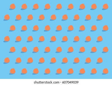 Orange cups on blue background. Pattern.