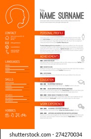 Orange curriculum vitae layout template.