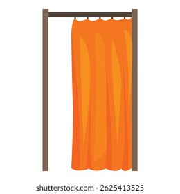 Orange curtain hanging in voting booth ensuring privacy for citizens exercising their right to vote