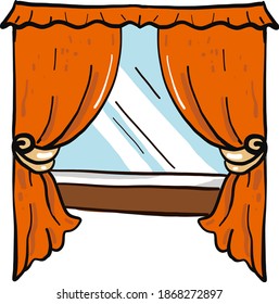 Cortinas anaranjadas, ilustración, vector sobre fondo blanco.