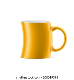 Orange curve cup of something stay on white background