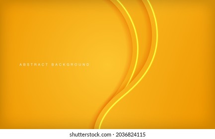 Orange curve papercut abstract minimal geometric background with bright light decoration.