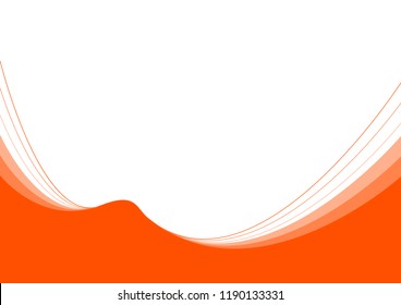 Orange curve waves and lines on white background,  abstract graphic design, vector illustration.