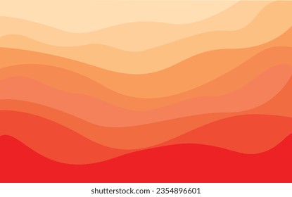Curvas anaranjadas y ondas del fondo del vector del mar estilo de diseño plano - ilustración de stock