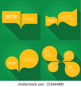 orange cut paper speech bubbles on green. speech bubbles set. vector illustration.