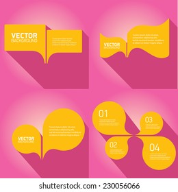orange cut paper speech bubbles on pink. speech bubbles set. vector illustration.