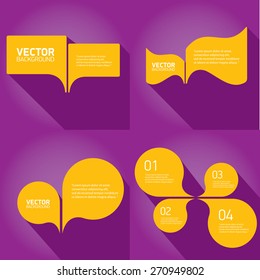 orange cut paper speech bubbles on violet. speech bubbles set. vector illustration