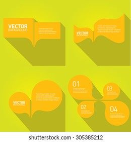 orange cut paper speech bubbles on green. speech bubbles set. vector illustration