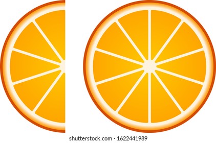 Orange, cut, slice, vector illustration