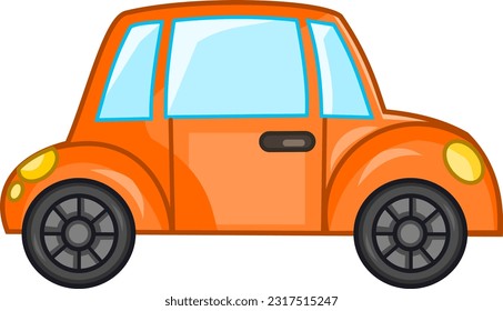 Orange süße Auto Vektorgrafik für Kinder.