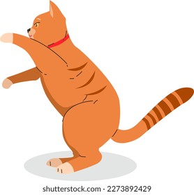 Orange cute cat animal flat illustration design