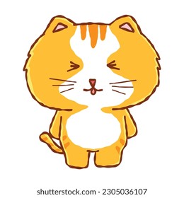 Orange cute cat cartoon. funny vector concept of character