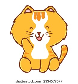 Orange cute cat cartoon. funny vector concept of character