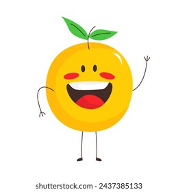 orange of cute fruit character in flat illustration