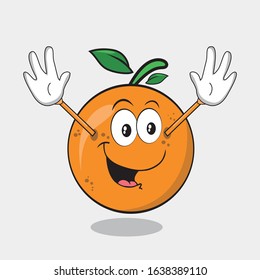 Orange. Cute fruit vector character, Healthy Happy Organic Fruit Character Illustration - Orange
