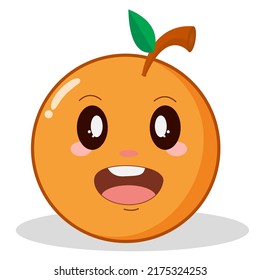 Orange Cute Fruit Vector Character Illustration 