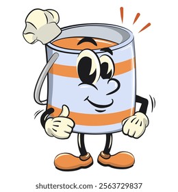 orange cute isolated cartoon paint can character mascot as chef give thumbs u, work of hand drawn