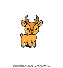 orange cute pronghorn vector illustration